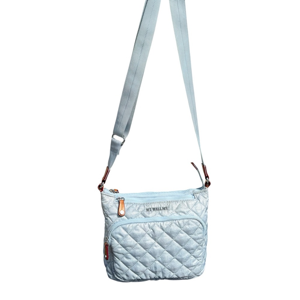 MZ Wallace Metro Scout Deluxe Crossbody Shoulder Bag Stone Blue - Picture 9 of 13